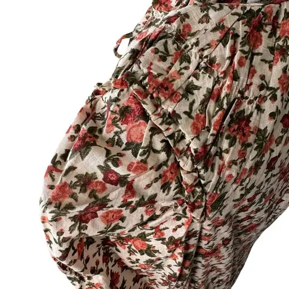 FREE PEOPLE Meant to Be Blouse Vintage Combo Boho Floral  Puff Sleeve SMALL - Picture 4 of 12